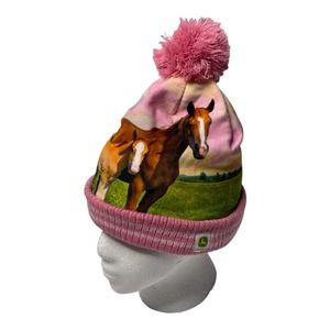 John Deere  Toddler Girls' Horse Photo Pom Beanie